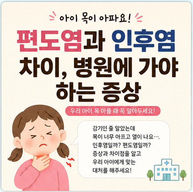 아이 목이 아파요! 편도염과 인후염 차이, 병원에 가야 하는 증상