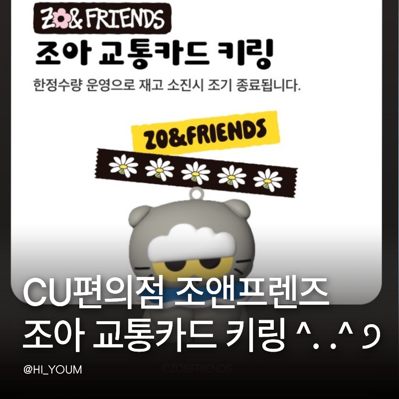 CU편의점 조앤프렌즈 조아 교통카드 키링! 지드래곤 반려묘 티머니 가격 구매방법