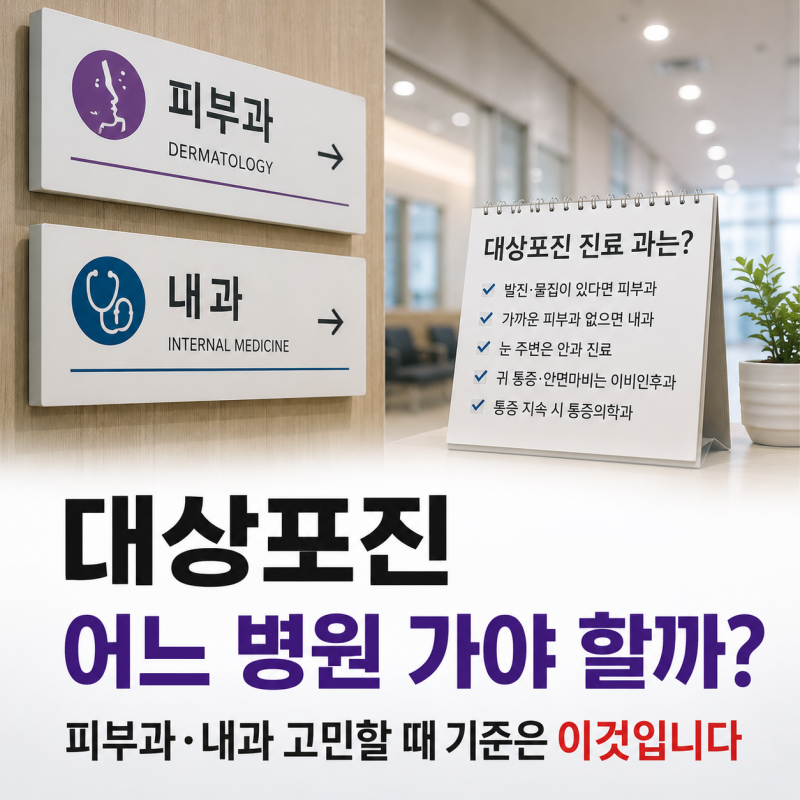 대상포진 어느 병원 가야 할까? 피부과·내과 고민할 때 기준은 이것입니다
