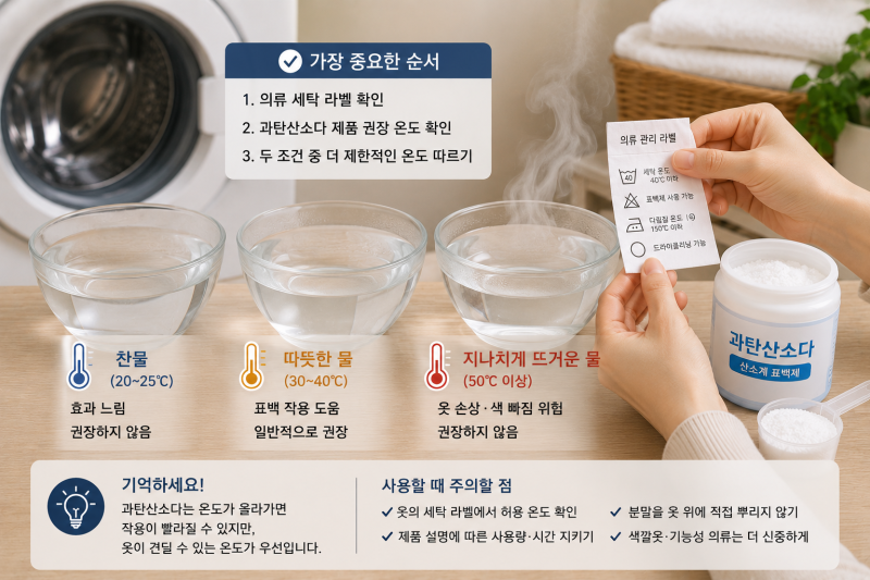 과탄산소다를 뜨거운 물에 사용하면 더 잘될까? 사용할 때 확인할 온도와 주의점
