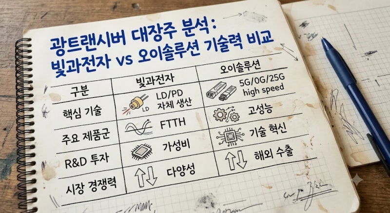 광트랜시버 대장주 분석: 빛과전자 vs 오이솔루션 기술력 비교해볼게요