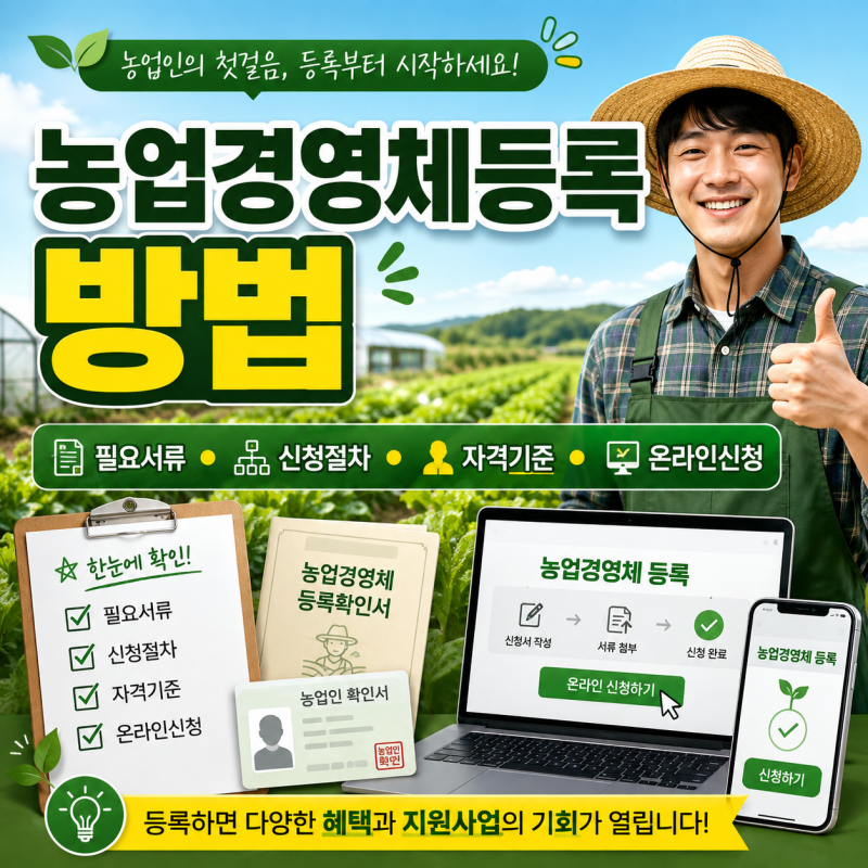 농업경영체등록 방법 필요서류 신청절차 자격기준 온라인신청