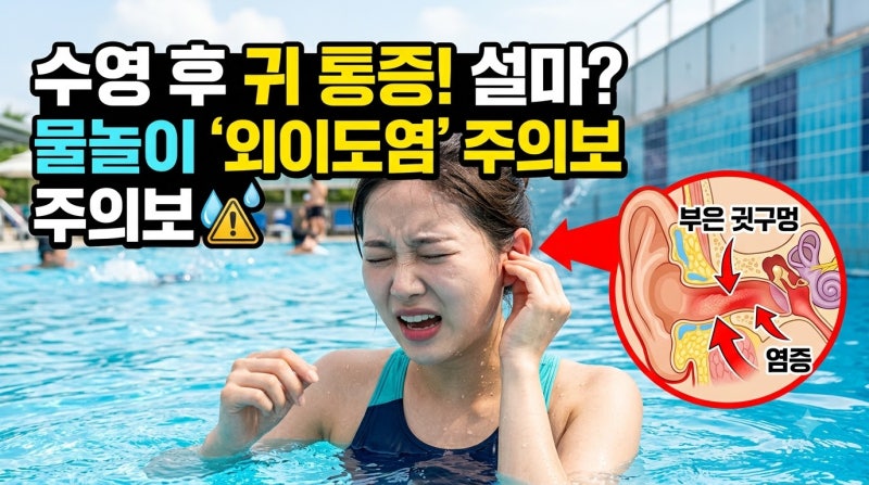 [외이도염 완벽 타파 시리즈 1편]여름 물놀이 귀 통증, 외이도염 원인과 초기증상