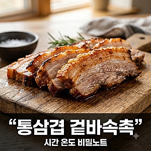 에어프라이어 통삼겹살 겉바속촉 시간 온도 설정 및 잡내 제거 비법