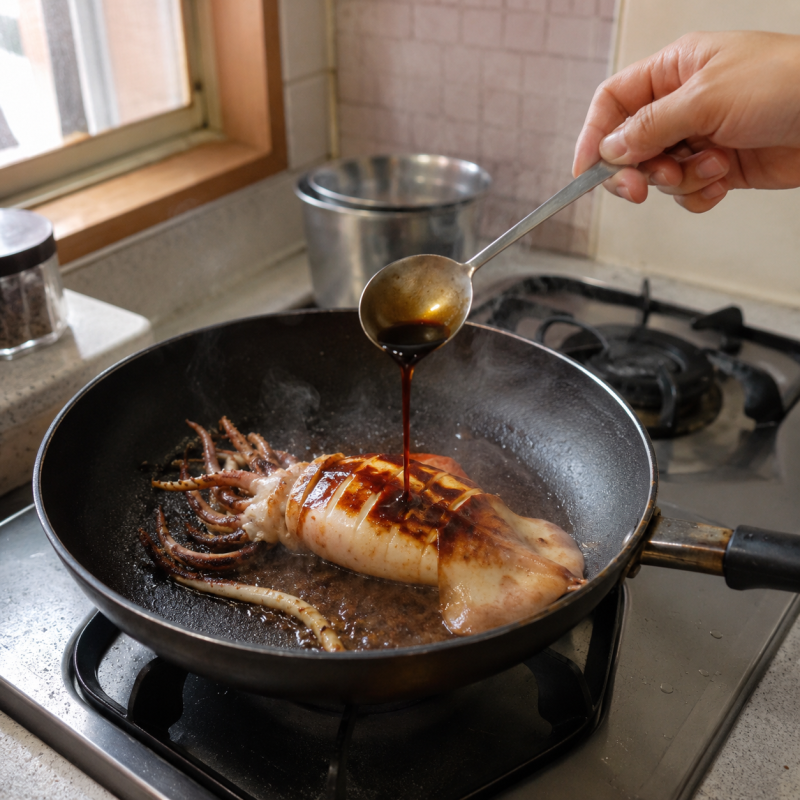 오징어 버터구이, 냉동 오징어 한 마리로 불향 제대로 살리는 법