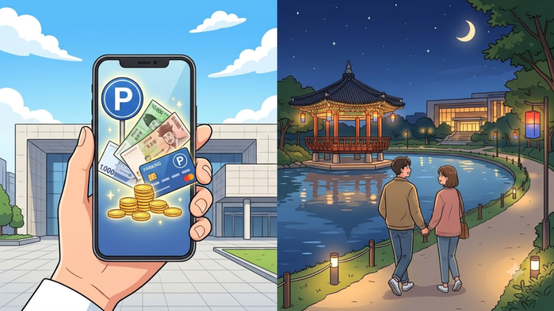 국립중앙박물관 용산가족공원 주차 꿀팁! 주차 요금 감면과 거울못 야경 산책 코스 총정리