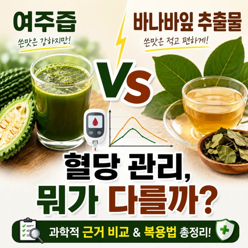 여주즙 vs 바나바잎 추출물 효능 비교｜혈당 관리엔 뭐가 다를까?