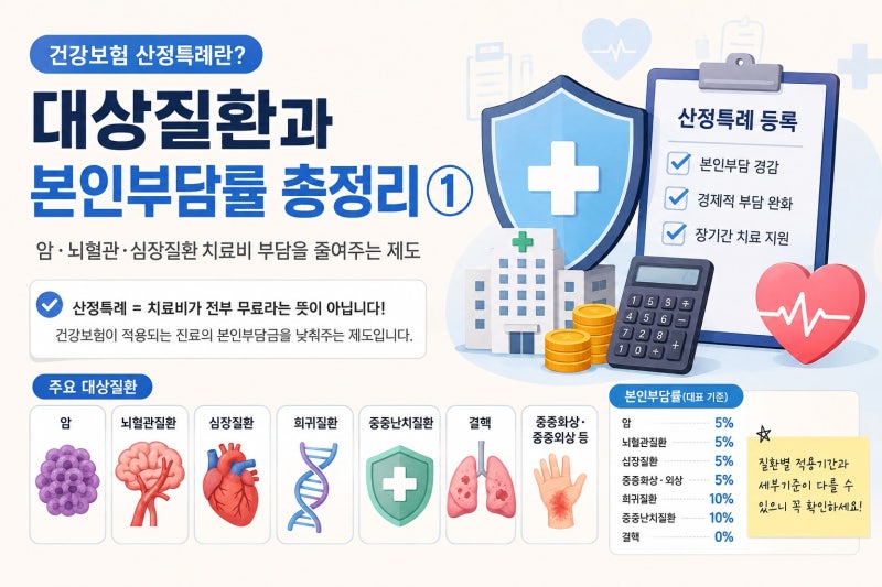 건강보험 산정특례 대상자·본인부담률과 암·뇌혈관·심장질환 실손보험 총정리 1편