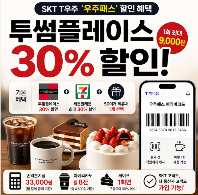 투썸플레이스 그냥 가면 손해? 30% 할인받는 방법 있었다