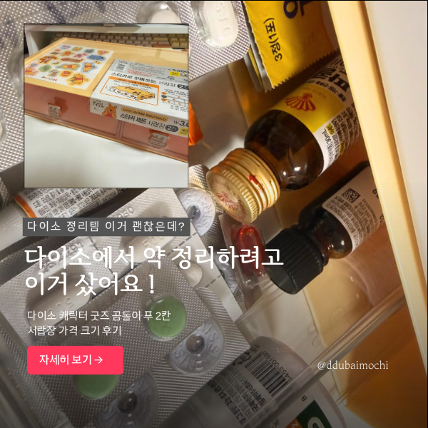 다이소 약 정리함 찾다가 발견한 곰돌이 푸 서랍장 화장대 책상 수납함