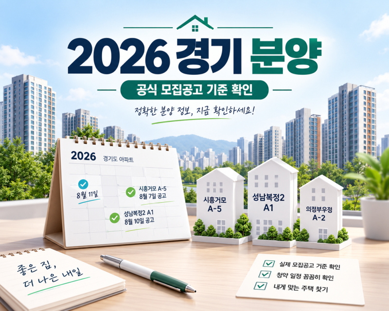 2026년 분양하는 경기도아파트, 8월 공식 공고 기준 청약 일정 정리