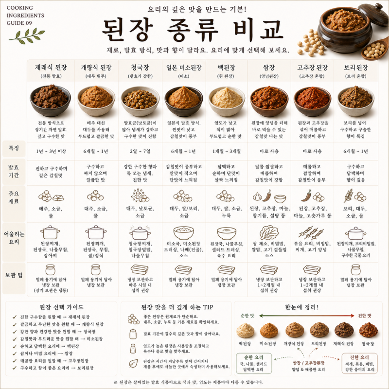 된장 종류 이렇게 많았어? 된장 종류 비교 + 좋은 된장 고르는 법 + 요리별 활용법