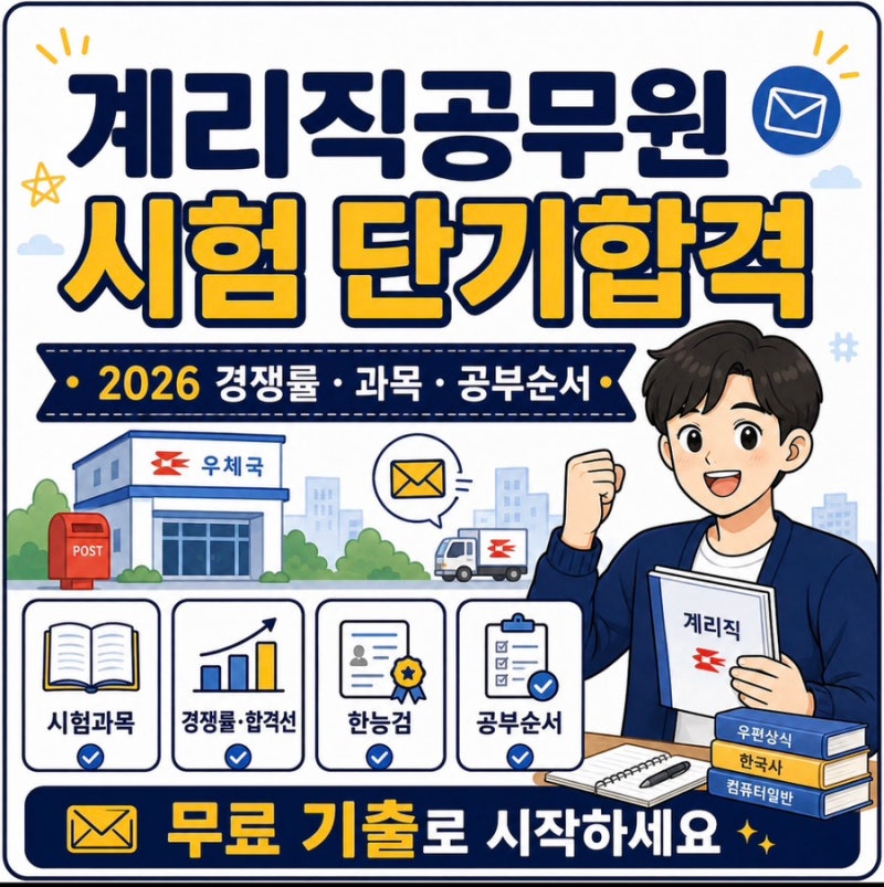 계리직공무원 시험 단기합격 무료 기출 다운 2026 경쟁률 과목별 공부순서 정리