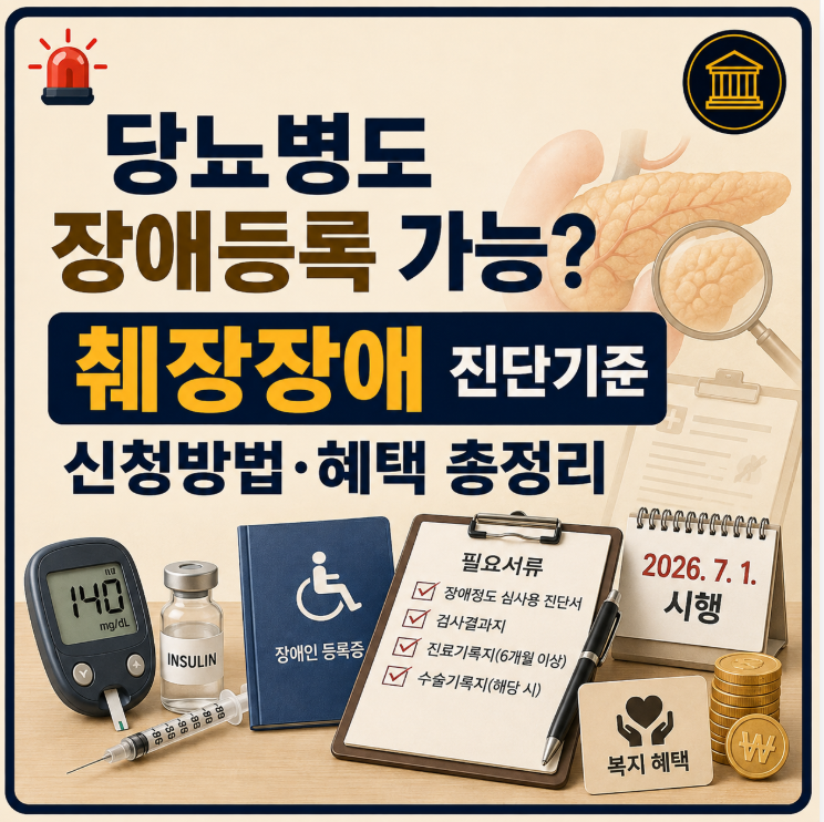 당뇨병도 장애등록 가능? 췌장장애 진단기준·신청방법·혜택 총정리