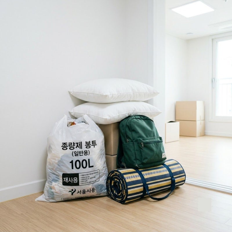 이사할 때 종량제 봉투에 안 들어가는 돗자리, 헌가방, 베개 처리법