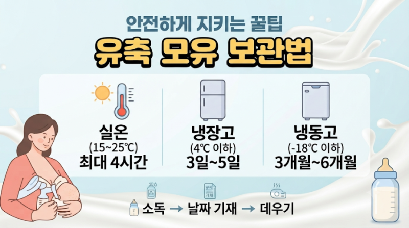 모유 유축 보관법 유축 모유 냉장/냉동 보관기간