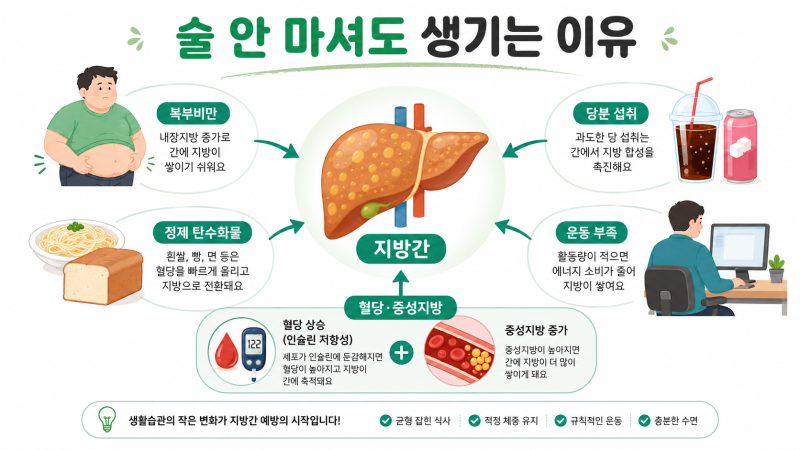 건강검진에서 지방간 나왔다면? 술 안 마셔도 생기는 이유
