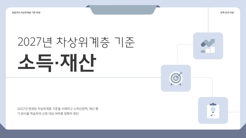 2027 차상위계층 기준 변경｜소득·재산 조건 총정리