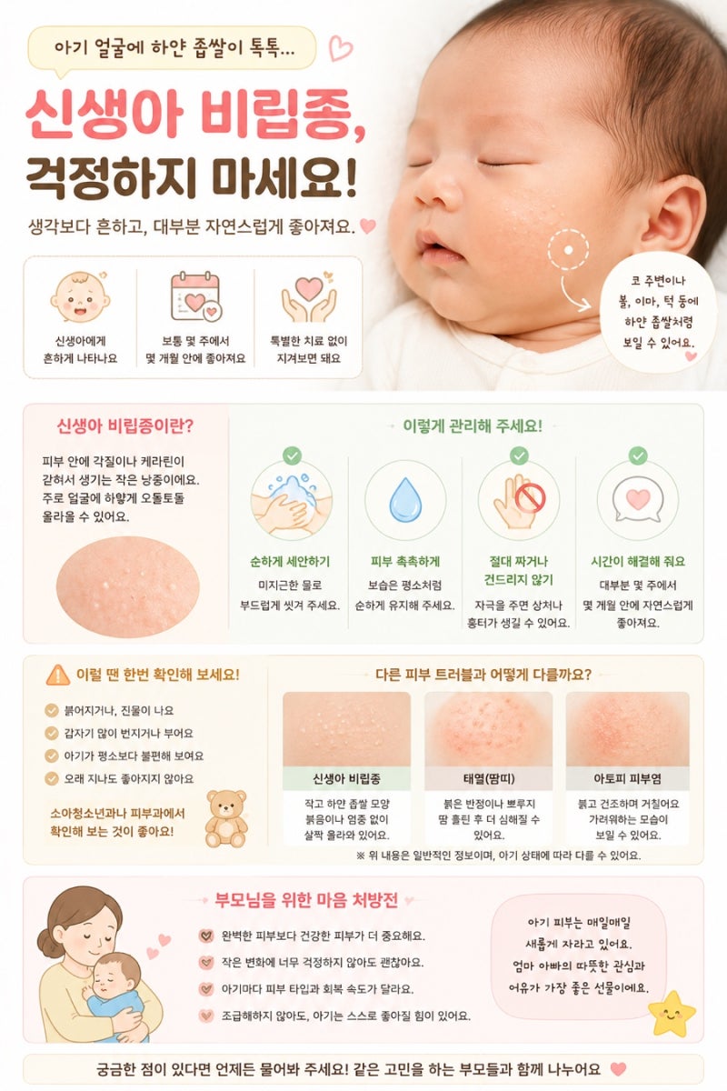 신생아 비립종 얼굴에 하얀 좁쌀이 보여서 깜짝 놀랐어요