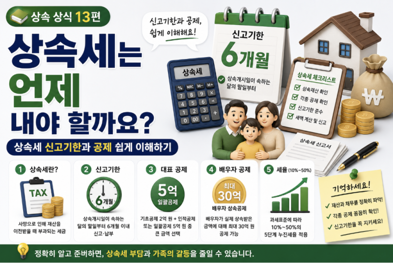 상속세는 언제 내야 할까요?｜신고기한 6개월·상속공제·세율 쉽게 총정리