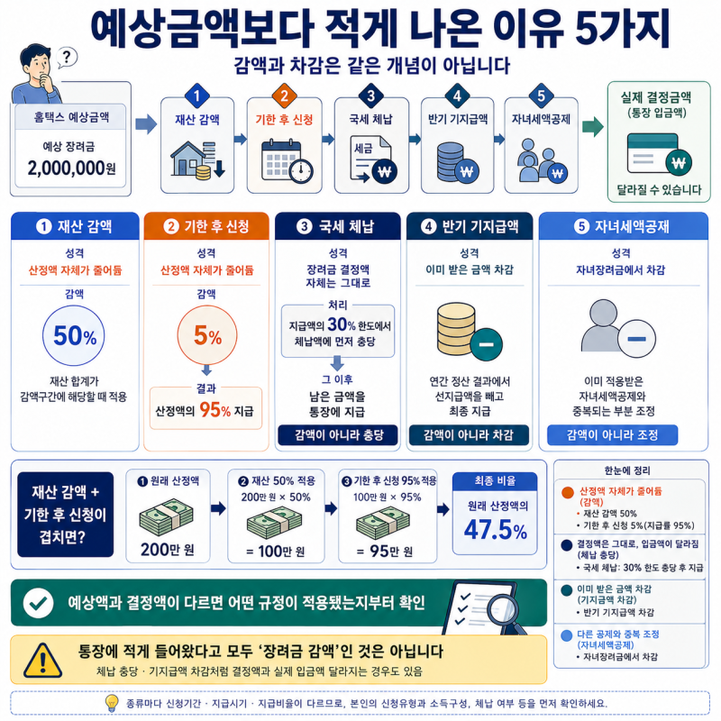 근로장려금 감액 이유 5가지｜재산 때문에 절반만 들어옵니다