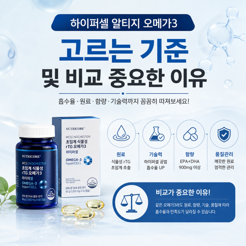 하이퍼셀 알티지 오메가3 고르는 기준 및 비교 중요한 이유