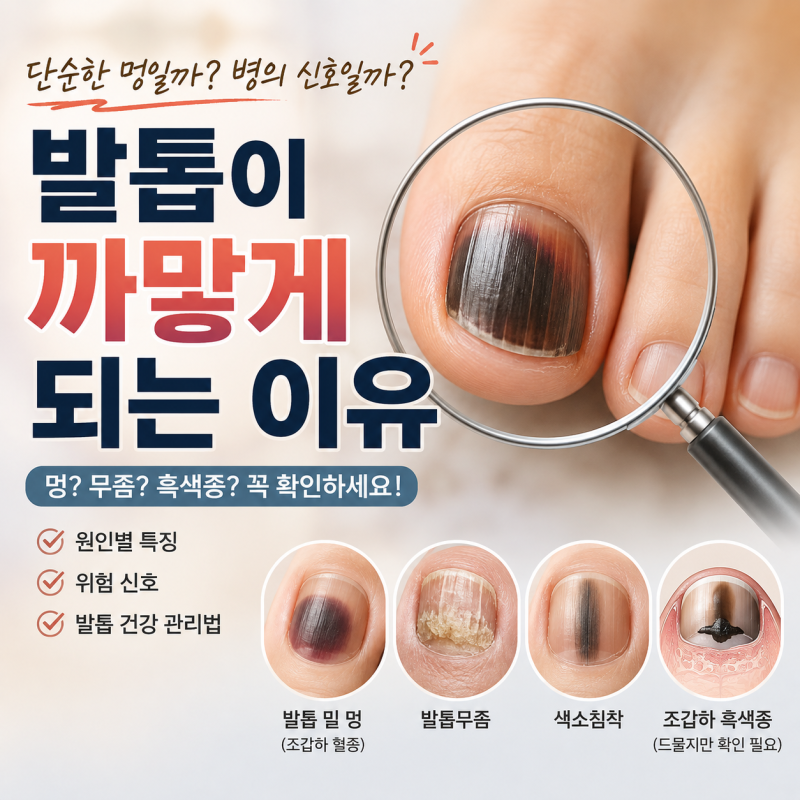 발톱이 까맣게 변했다면? 단순한 멍일까, 피부암 신호일까