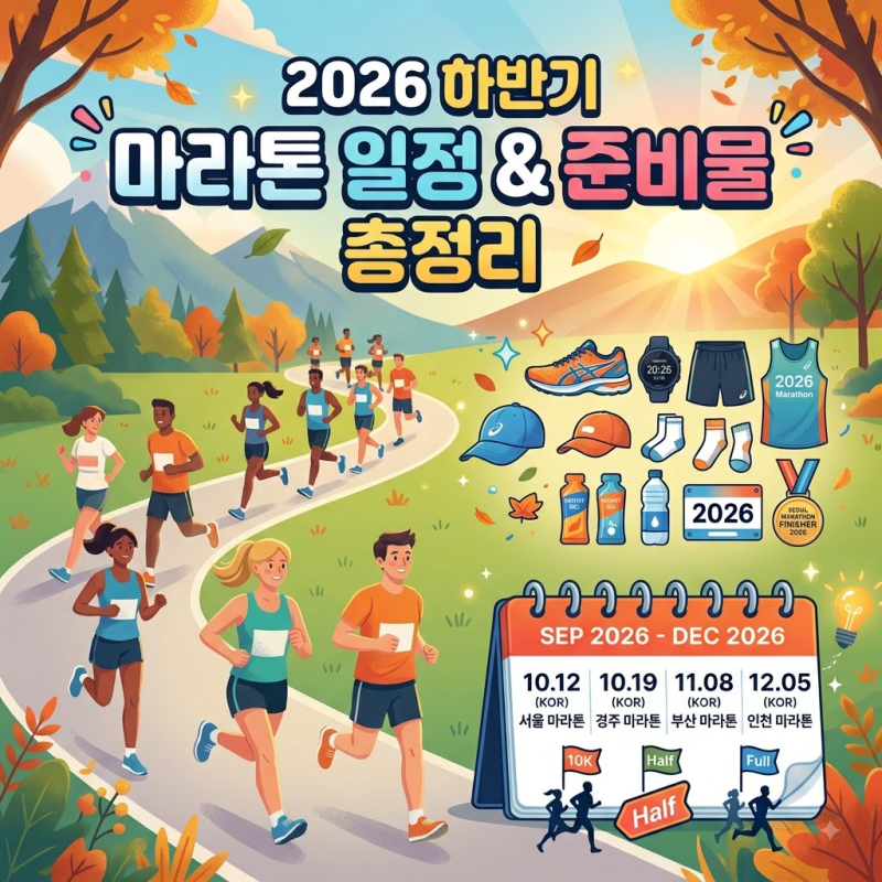 2026년 하반기 전국 마라톤 대회 일정 준비물 총정리