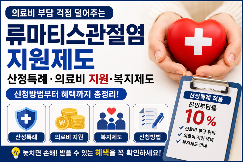 류마티관절염 치료비 부담 어떻게 줄일 수 있을까?산정특례부터 의료비 지원까지 알아보기!