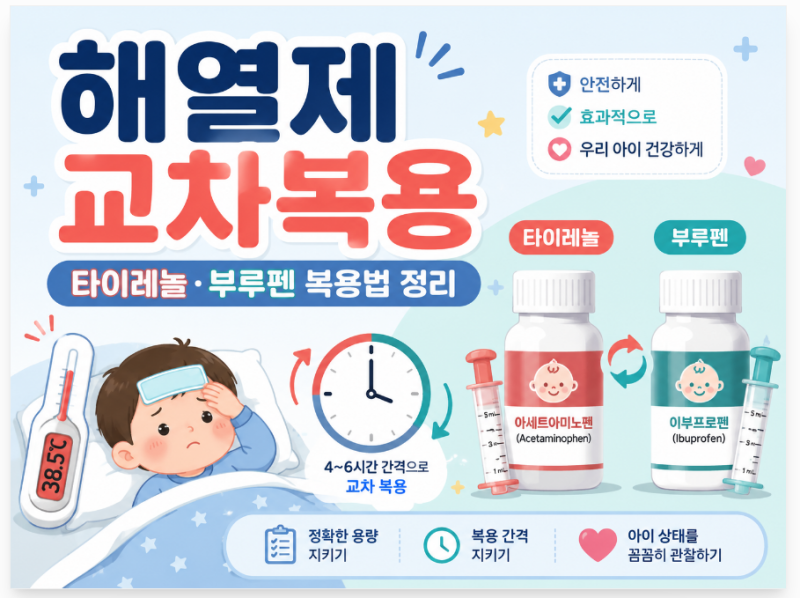 해열제 교차복용, 2시간마다 먹여도 될까? 타이레놀·부루펜 복용법 정리