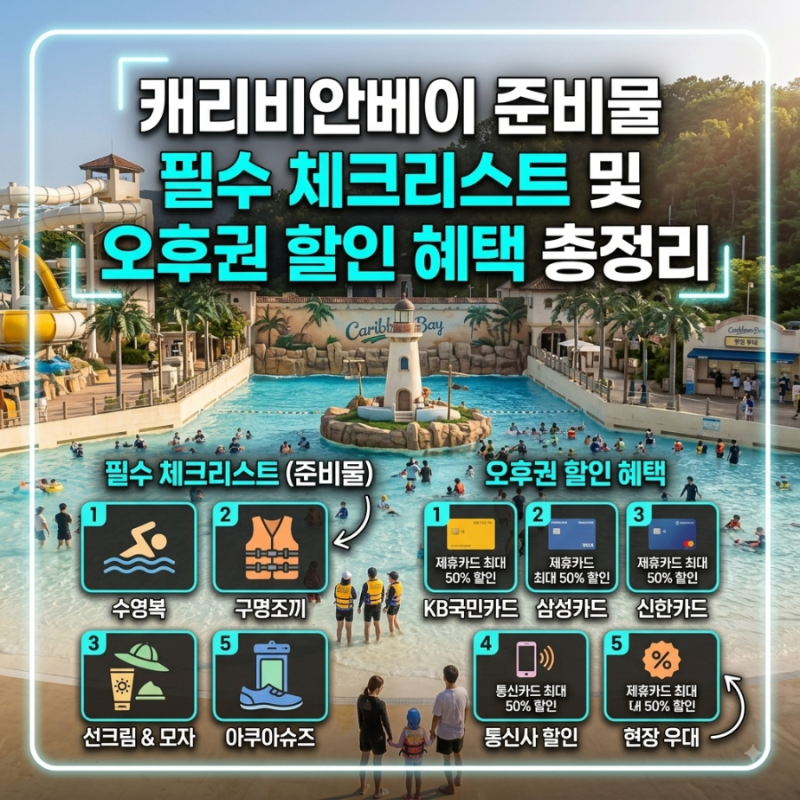 캐리비안베이 준비물 필수 체크리스트 및 오후권 할인 혜택 총정리