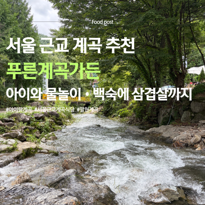 서울 근교 계곡 식당 | 올여름 여러 번 찾은 아이랑 물놀이 명당 팔현계곡 푸른계곡가든