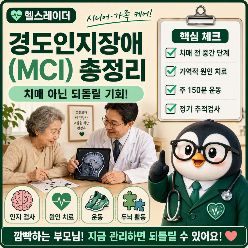 경도인지장애(MCI) 총정리 (치매와 차이·검사 후 대응·되돌리는 법)