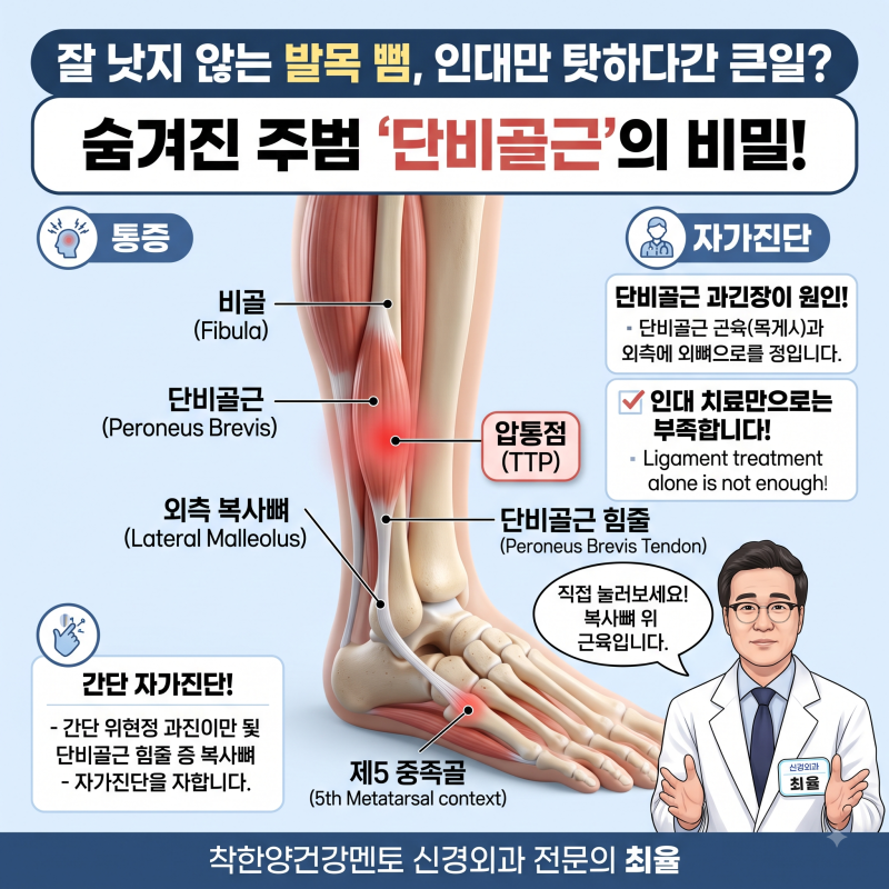 잘 낫지 않는 발목 삠(염좌), 인대만 탓하다간 큰일? 숨겨진 주범 '단비골근'의 비밀