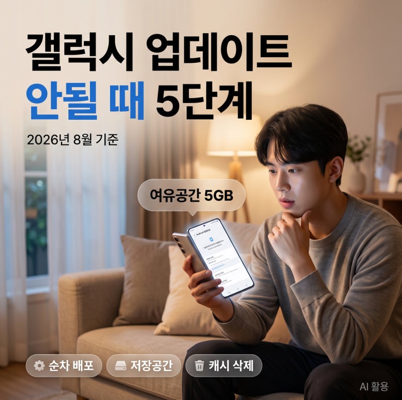 갤럭시 업데이트 안될 때 해결법 (2026년 8월 보안패치 기준)