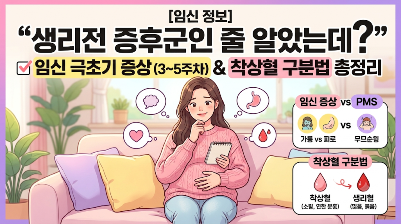 [임신 정보] 생리전 증후군인 줄 알았는데? 임신 극초기 증상(3~5주차) 및 착상혈 구분법 총정....
