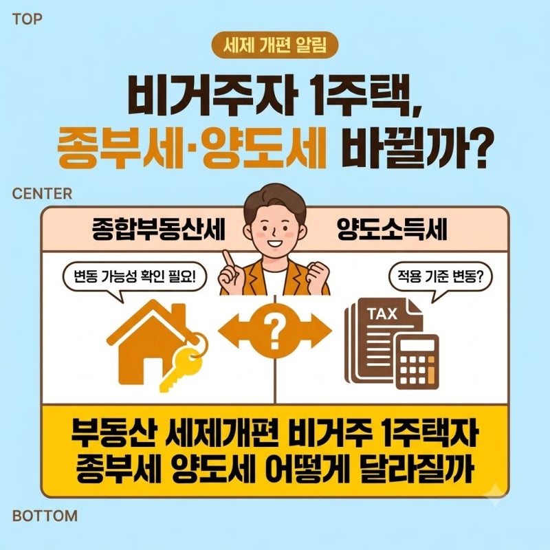 부동산 세제개편 비거주 1주택자 종부세 양도세 어떻게 달라질까 세금 변화