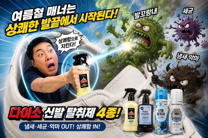 여름철 발꼬랑내 매너 지키자! 다이소 신발 탈취제 1천원부터 4종 비교