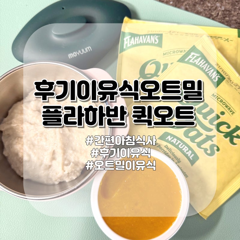 후기이유식 오트밀죽 플라하반 퀵 오트밀 아침식사 뚝딱 만들기 (후기이유식 스케줄)