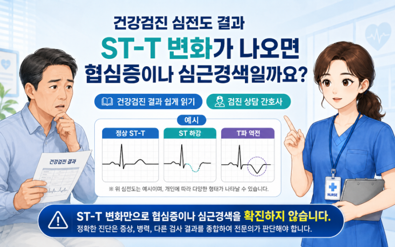 건강검진 심전도에서 ST-T 변화가 나오면 협심증이나 심근경색일까요? 건강검진 결과 쉽게 읽....
