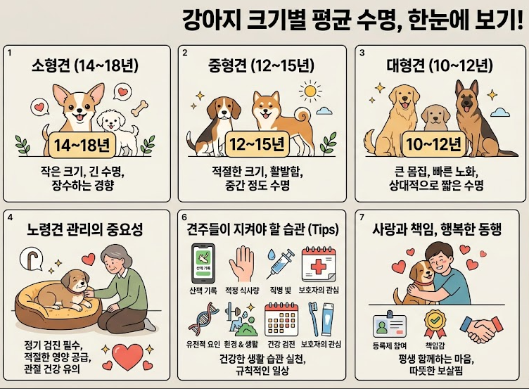 우리 강아지 평균 수명은 몇 년일까? 소형견·대형견 수명과 건강 관리법 총정리!