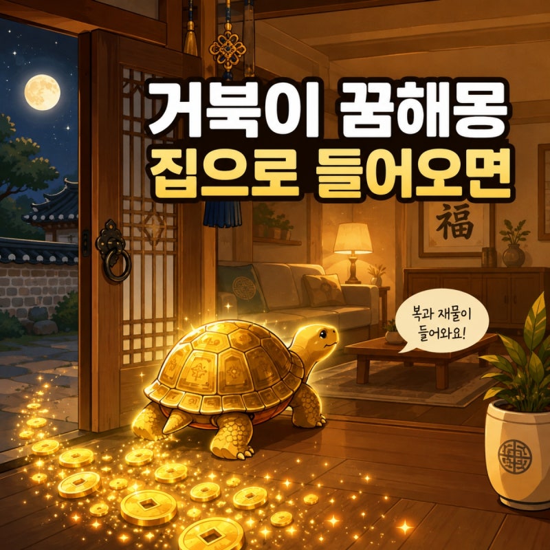 거북이 꿈해몽, 집안으로 기어들어오면 벌어지는 일