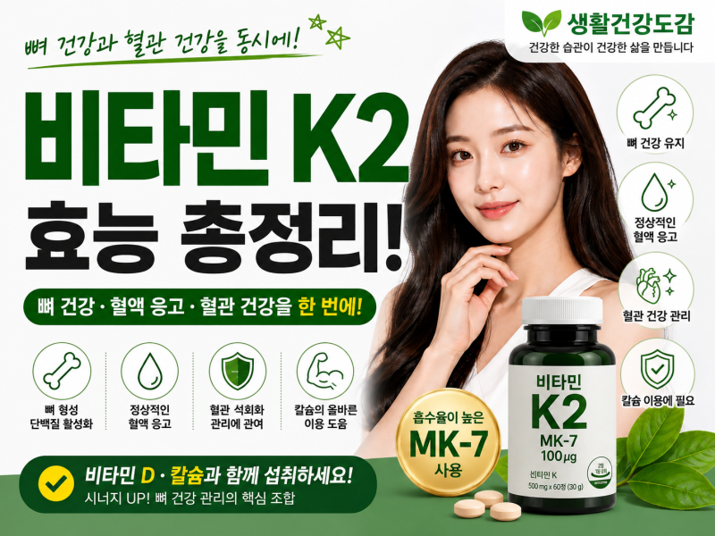 [건강정보] 비타민 K2 효능부터 권장량·복용법·부작용까지 총정리