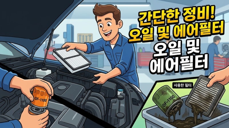 엔진오일 교환할 때 오일필터와 에어크리너도 꼭 같이 바꿔야 할까? (엔진오일 3종 세트 교체....