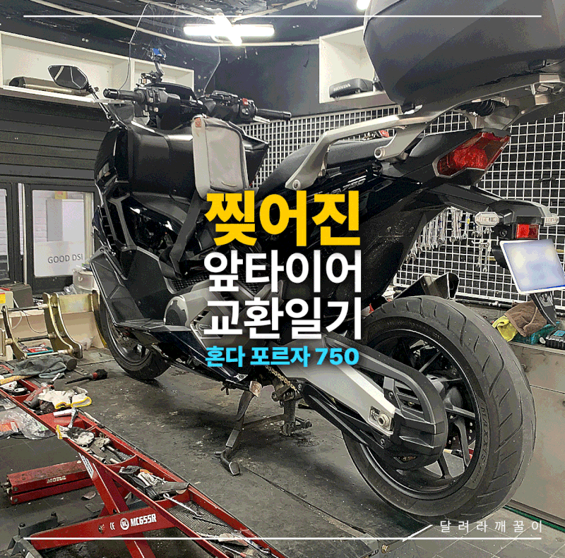 남편 애마 혼다 포르자750 타이어 교체 + 브레이크 패드 교환 후기 (18,000km 타고 미쉐린 로드6....