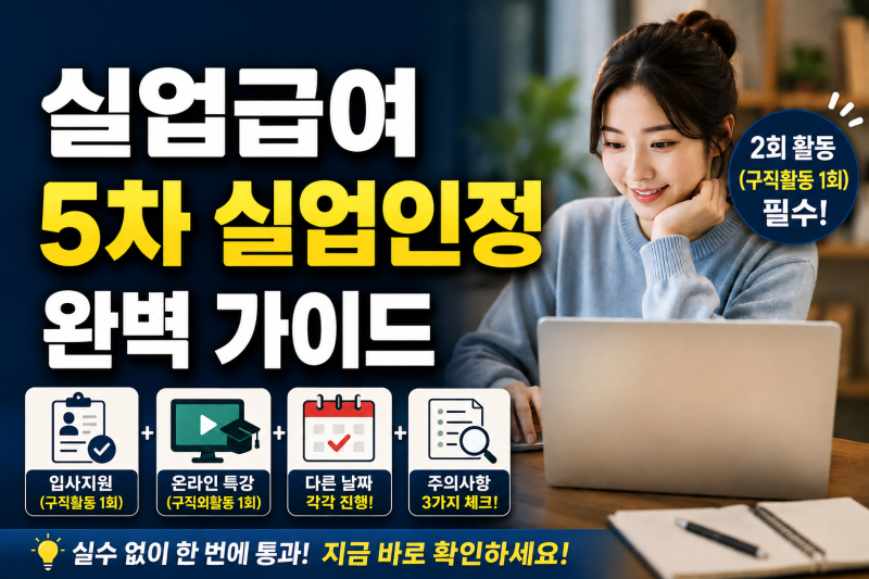 실업급여 5차 실업인정 온라인 전송 방법과 재취업활동 2회 추천 조합