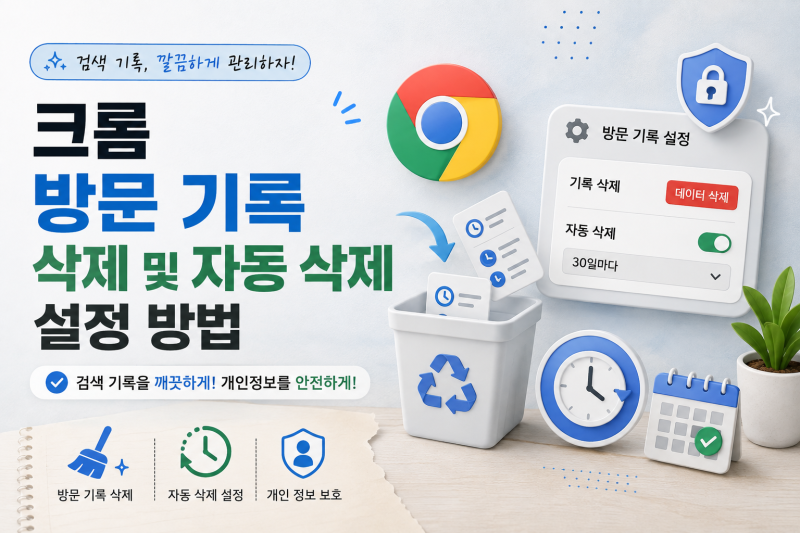 크롬 방문 기록 삭제 및 자동 삭제 설정 방법 – 검색 기록 깔끔하게 관리하기