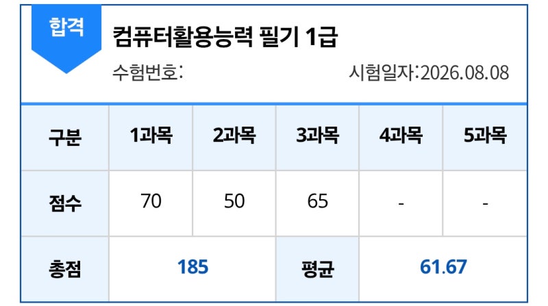 컴퓨터활용능력 컴활 1급 필기 후기(4트 실화냐..?) / 컴활의정석 어플 / 시나공, 이기적