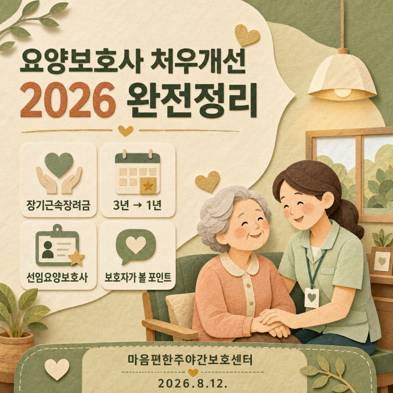 요양보호사 처우개선 2026 완전정리장기근속장려금 3년→1년 완화가 부모님 돌봄에 중요한 이....