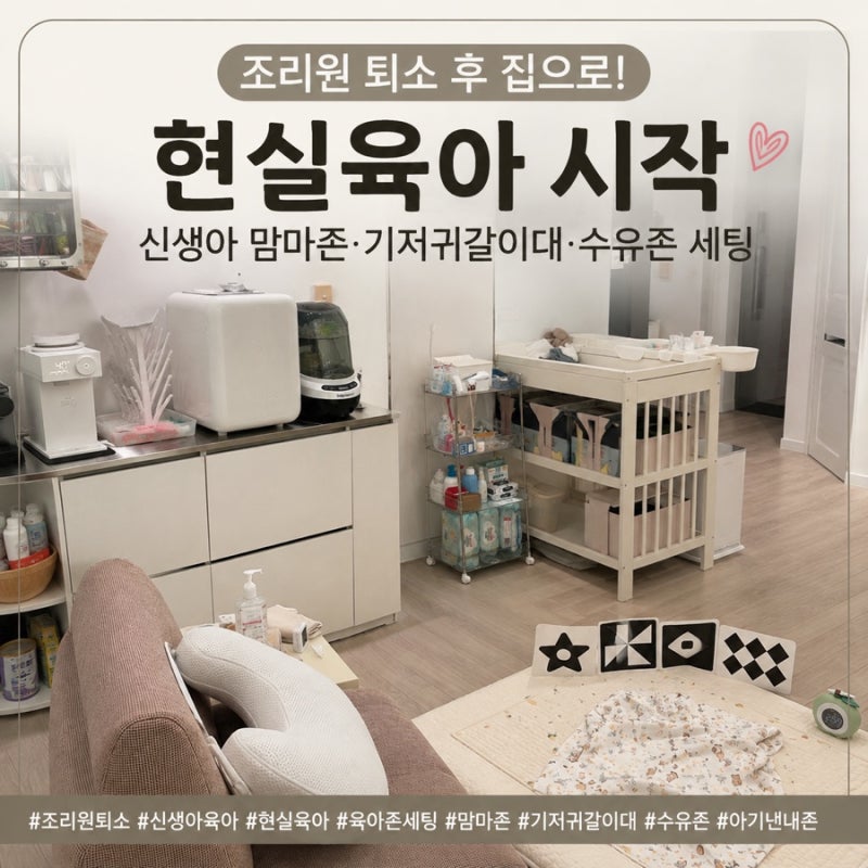 신생아와 집에 온 첫날 - 조리원 퇴소 후 맘마존·기저귀갈이대·수유존